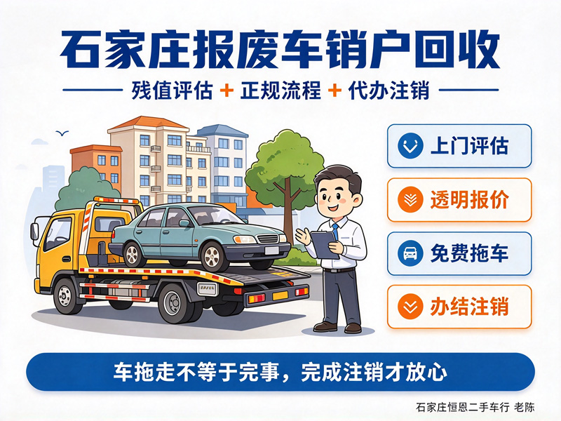 石家庄恒恩二手车 | 石家庄车不上路别傻停占地方！老陈上门收报废车：免费拖车、代办注销，还能拿补贴